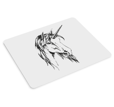 Tegnet enhjørning med langt hår original musematte - Tenstickers