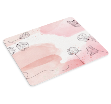 Blomster på pastellrosa bakgrunn originale musematte - Tenstickers