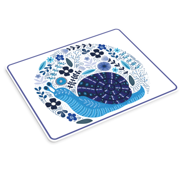 Blå blomst og snegl originale musematte - Tenstickers