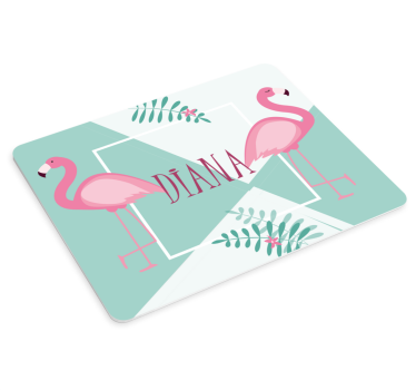 Søte flamingoer med blader egne navn musematte - Tenstickers