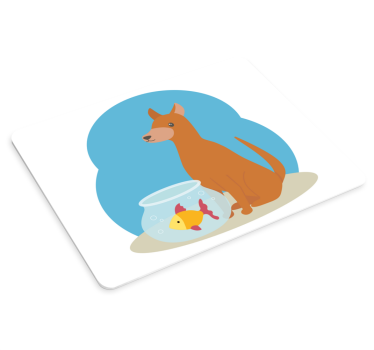 Musematte original lekende hund som ser på fisk - Tenstickers