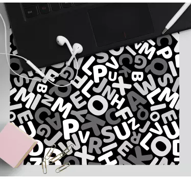 Alfabet svart og hvitt original musematte - Tenstickers