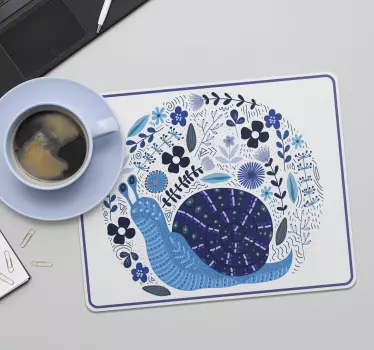Blå blomst og snegl originale musematte - Tenstickers