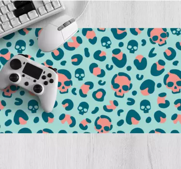 Blått og rosa hodeskalle leopardmønster originale musematte - Tenstickers