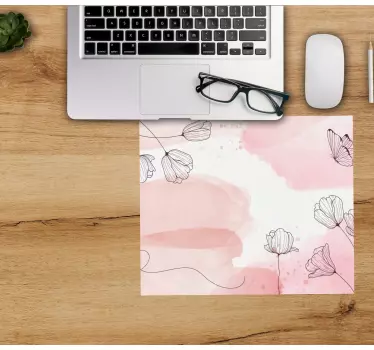 Blomster på pastellrosa bakgrunn originale musematte - Tenstickers