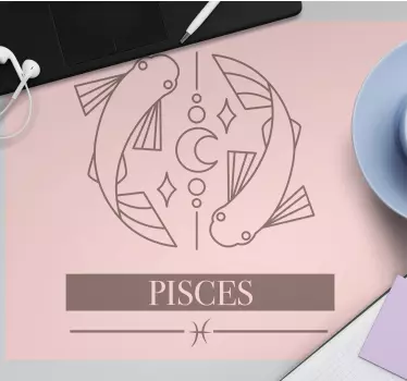 Fiskene rosa kort stjernetegn design originale musematte - Tenstickers