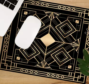 Moderne kunst svart og gyldent deco-mønster originale musematte - Tenstickers
