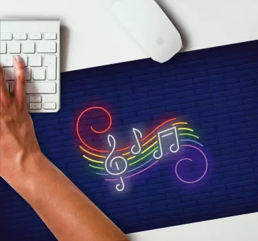 Murvegg, regnbue, musikknoter originale musematte - Tenstickers