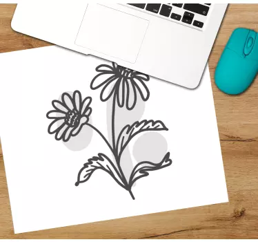 Musematte original blomstermotiv linjekunst - Tenstickers