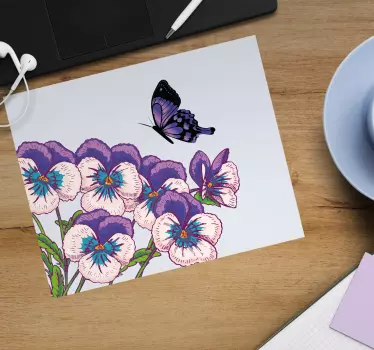 Musematte original lilla blomster sommerfugl - Tenstickers