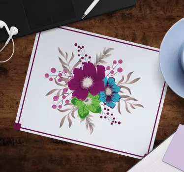 Musematte original med blomsterdekorasjoner - Tenstickers