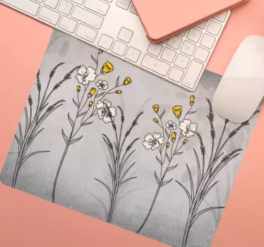 Musematte original med blomsterdesign - Tenstickers