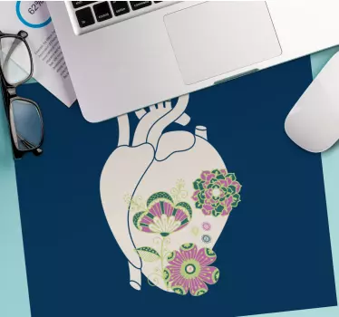 Musematte original med blomsterhjerte-design - Tenstickers