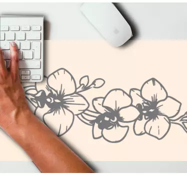 Musematte original med blomstrende orkidé mønster - Tenstickers