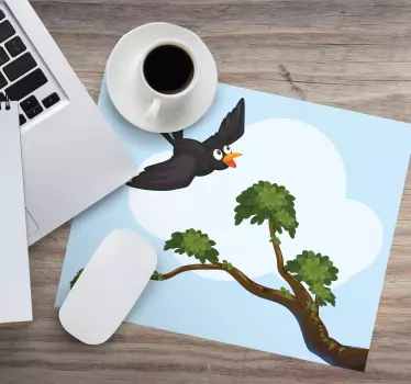 Musematte original med illustrasjon av flygende fugl - Tenstickers