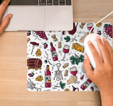 Musematte original med vin-tema illustrasjoner - Tenstickers