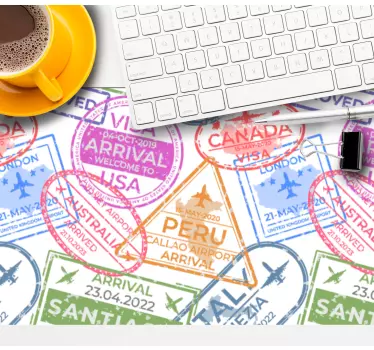 Reise frimerker tekstur musematte - Tenstickers