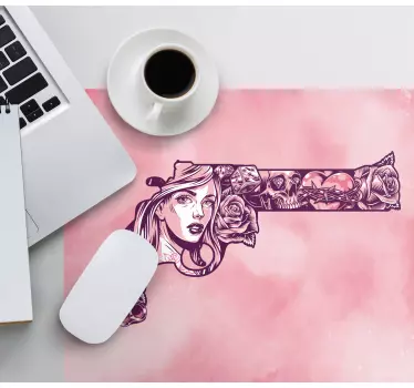 Rosa revolver tatovering original musematte - Tenstickers