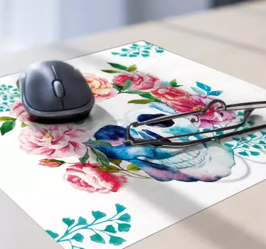 Skallen blomster original vinyl musematte - Tenstickers