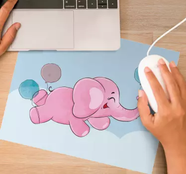 Søt elefant baby som flyr originale musematte - Tenstickers