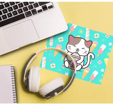 Søt katt med iskrem originale musematte - Tenstickers