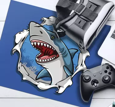Stor hai 3d fiskemusemat - Tenstickers