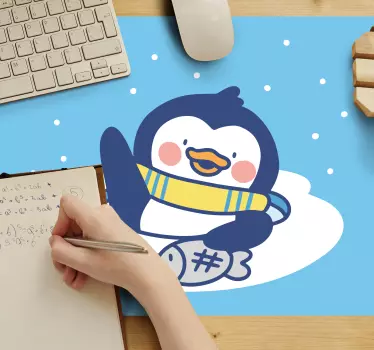 Tegneserie glad pinguin vinker originale musematte - Tenstickers