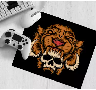 Tiger og skjelett ansikt gaming musematte - Tenstickers