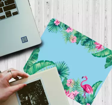 Tropisk bakgrunn med flamingoer originale musematte - Tenstickers