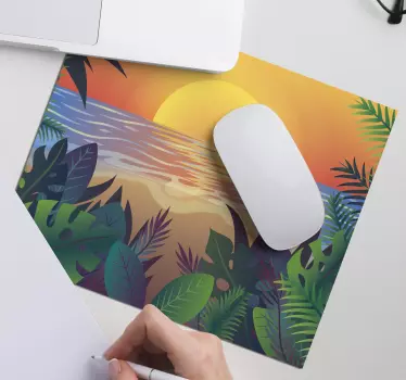 Tropisk solnedgang oase musematte original - Tenstickers