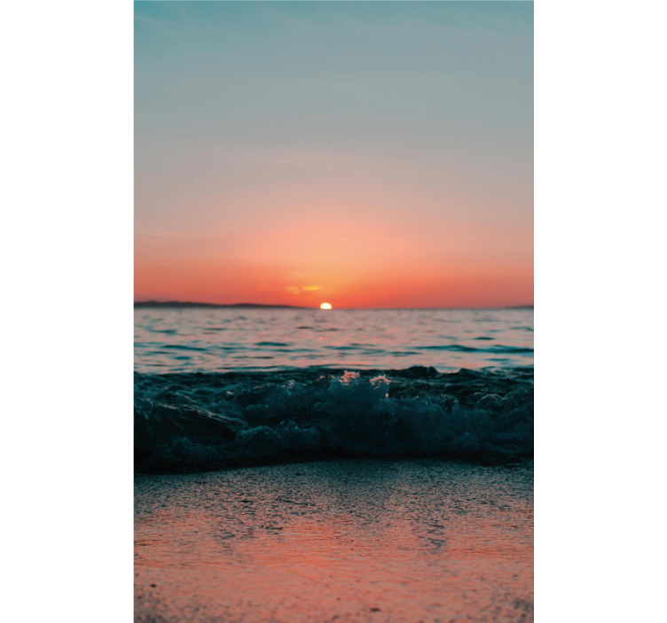 Solnedgang på en strand rullegardin bad - Tenstickers