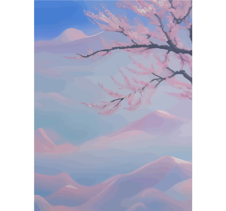 Zen kirsebærtre blomster gren rullegardin bad - Tenstickers