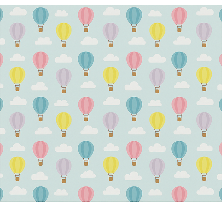 Blå varmluftsballonger rullegardin barn - Tenstickers