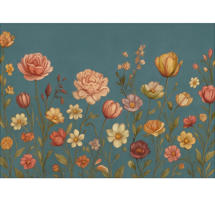 Jordaktig blomstereng rullegardin ekteskap - Tenstickers