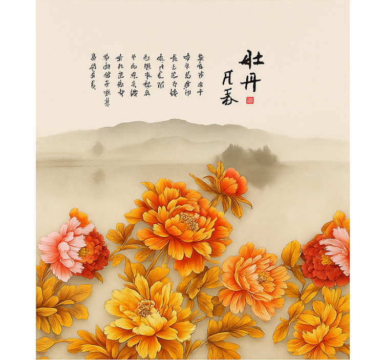 Peon landskapskunst rullegardin stue - Tenstickers