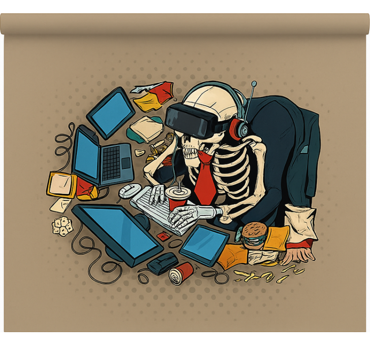 Skjelett retro-gamer rullegardin nerdere - Tenstickers