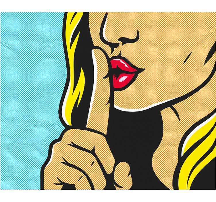 Pop art-jente som hysjer rullegardin ungdom - Tenstickers