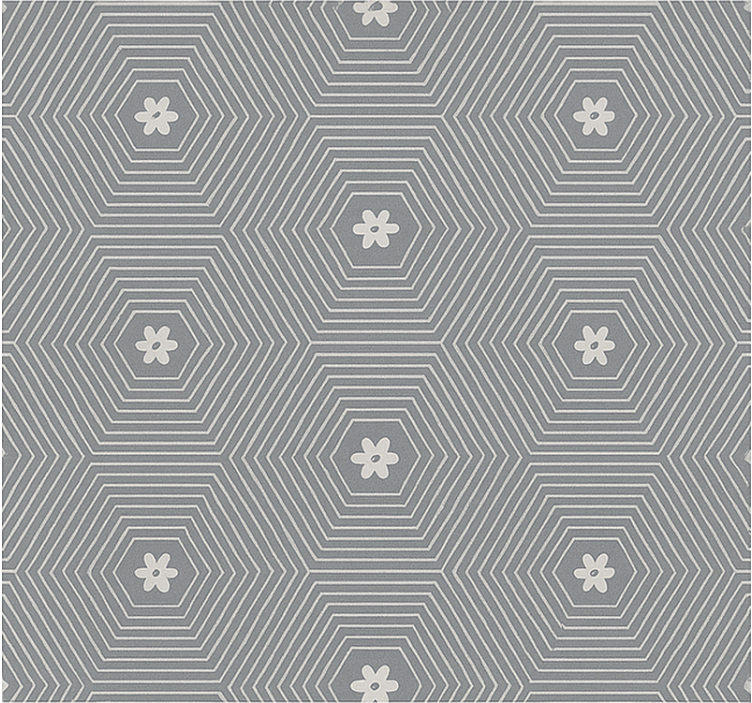 Grå sekskant geometrisk rullegardin ungdom - Tenstickers