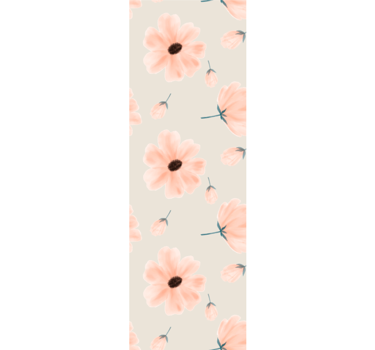 Rullegardin spisestue store blomster aquarella mønster beige - Tenstickers