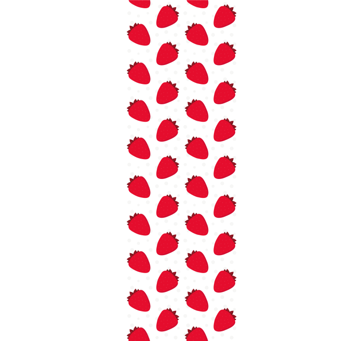 Rullegardin spisestue med røde jordbær på hvit bakgrunn - Tenstickers