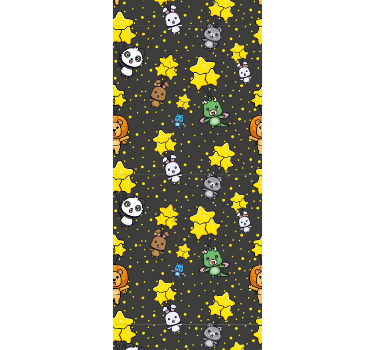 Rullegardin barn søte dyr som flyr med ballonger - Tenstickers