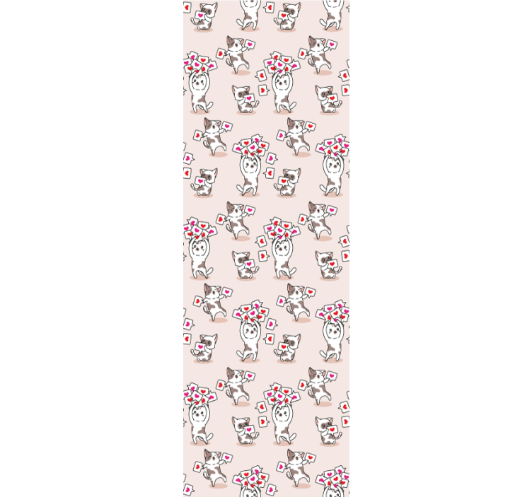 Rullegardin barn med kattemønster og hjerter - Tenstickers