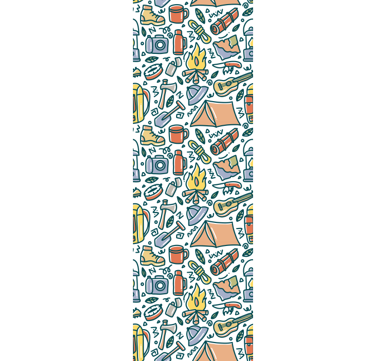 Rullegardin barn håndtegnede fjell og campingutstyr - Tenstickers