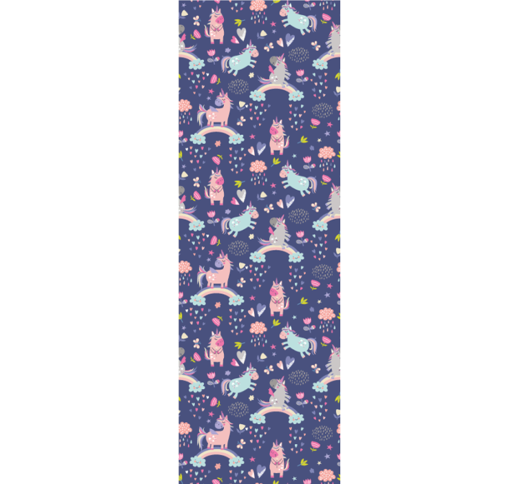 Rullegardin barn fargerike enhorn med regnbue mønster - Tenstickers