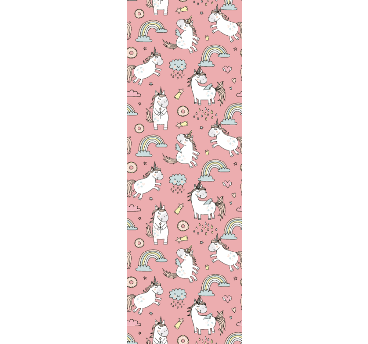 Rullegardin barn med rosa enhorn og regnbuer - Tenstickers