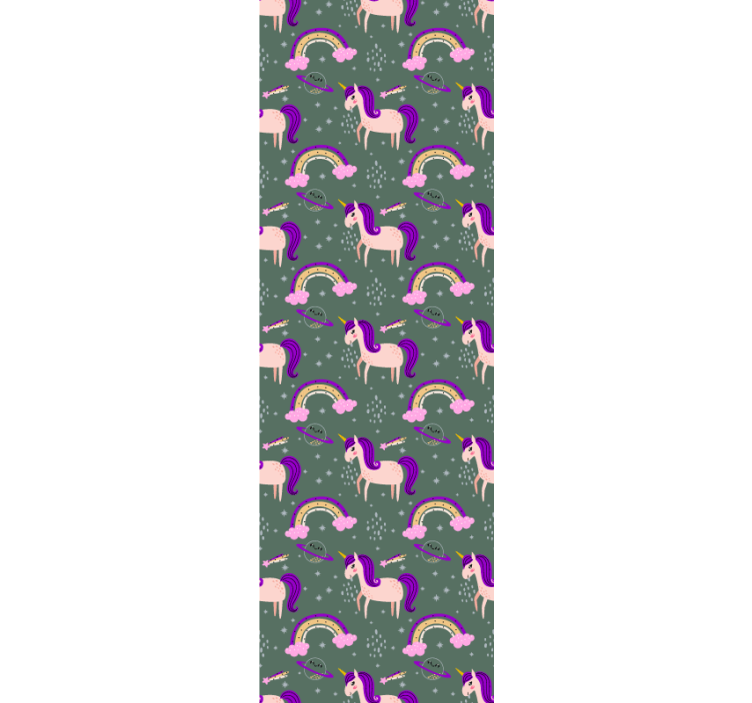 Rullegardin barn rosa og grønne enhorn - Tenstickers
