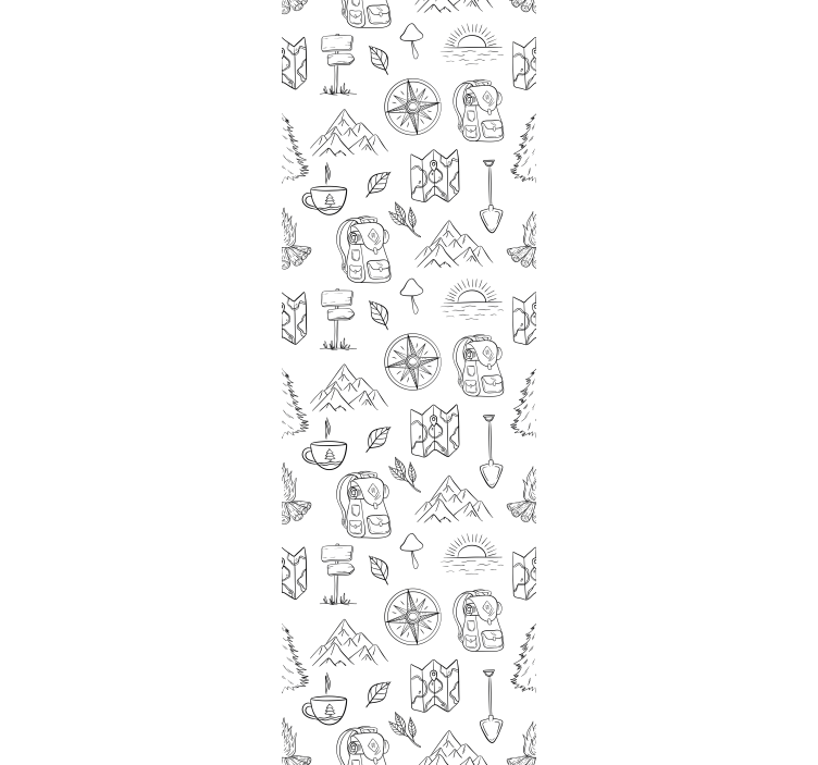 Rullegardin barn med håndtegnet kompass og fjellmotiv - Tenstickers