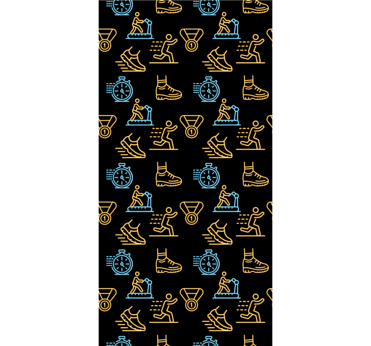 Rullegardin ungdom neonfargede ikoner på svart - Tenstickers