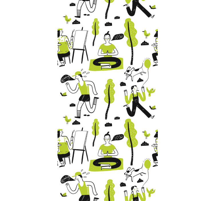 Rullegardin moderne sunn livsstil doodle sett - Tenstickers