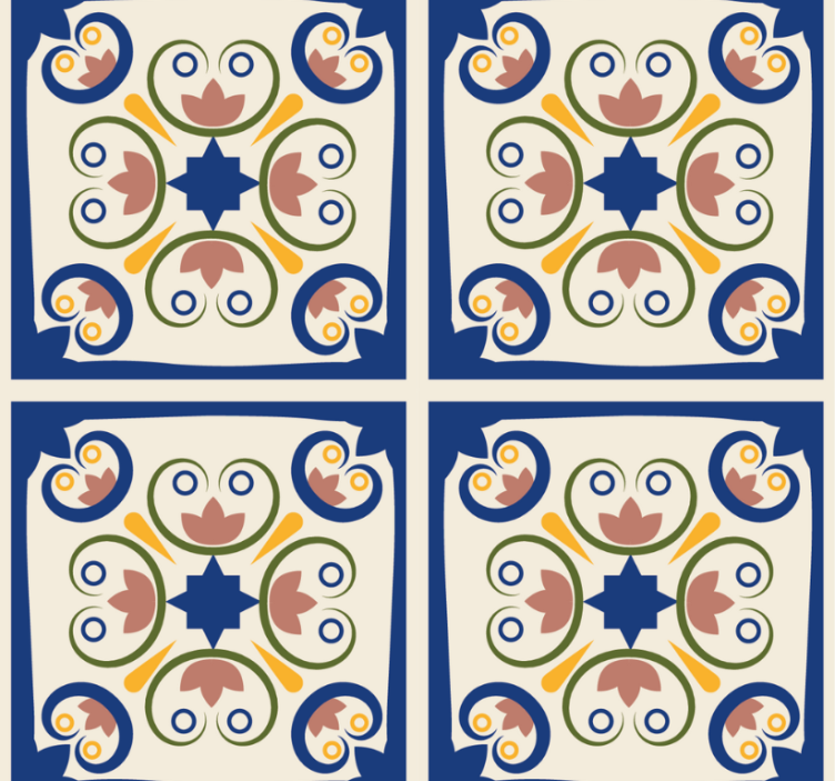 Rullegardin moderne rosa blomster portugisisk flis - Tenstickers